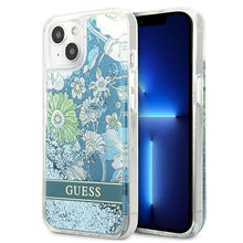 Заредете изображение във визуализатора на галерията – Guess GUHCP13SLFLSN iPhone 13 mini 5,4" zielony/green hardcase Flower Liquid Glitter - TopMag
