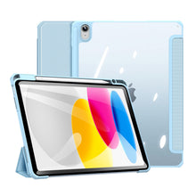 Заредете изображение във визуализатора на галерията – Dux Ducis Toby case for iPad 10.9'' 2022 (10 gen.) cover with space for Apple Pencil stylus smart cover stand blue
