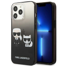 Заредете изображение във визуализатора на галерията – Karl Lagerfeld KLHCP13LTGKCK iPhone 13 Pro / 13 6,1" hardcase czarny/black Gradient Ikonik Karl &amp; Choupette - TopMag

