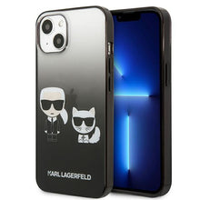 Заредете изображение във визуализатора на галерията – Karl Lagerfeld KLHCP13MTGKCK iPhone 13 6,1" hardcase czarny/black Gradient Ikonik Karl &amp; Choupette - TopMag
