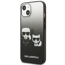 Заредете изображение във визуализатора на галерията – Karl Lagerfeld KLHCP13MTGKCK iPhone 13 6,1" hardcase czarny/black Gradient Ikonik Karl &amp; Choupette - TopMag
