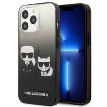 Заредете изображение във визуализатора на галерията – Karl Lagerfeld KLHCP13XTGKCK iPhone 13 Pro Max 6,7" hardcase czarny/black Gradient Ikonik Karl &amp; Choupette - TopMag

