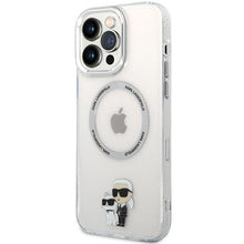 Заредете изображение във визуализатора на галерията – Karl Lagerfeld KKLHMP13XHNKCIT iPhone 13 Pro Max 6.7" hardcase transparent Iconic Karl&amp;Choupette Magsafe

