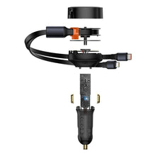Заредете изображение във визуализатора на галерията – Baseus Enjoyment Retractable 2-in-1 Car Charger C+L 30W Black - TopMag
