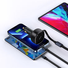 Заредете изображение във визуализатора на галерията – Baseus Enjoyment Retractable 2-in-1 Car Charger C+L 30W Black - TopMag
