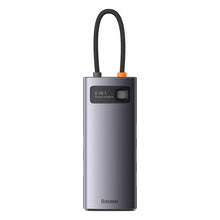 Заредете изображение във визуализатора на галерията – Baseus Metal Gleam 6in1 multifunctional USB Type C hub - USB Type C Power Delivery 100 W / 2x HDMI 4K 30 Hz / 3x USB 3.2 Gen 1 gray (WKWG030113) - TopMag
