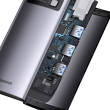 Заредете изображение във визуализатора на галерията – Baseus Metal Gleam 6in1 multifunctional USB Type C hub - USB Type C Power Delivery 100 W / 2x HDMI 4K 30 Hz / 3x USB 3.2 Gen 1 gray (WKWG030113) - TopMag

