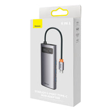 Заредете изображение във визуализатора на галерията – Baseus Metal Gleam 6in1 multifunctional USB Type C hub - USB Type C Power Delivery 100 W / 2x HDMI 4K 30 Hz / 3x USB 3.2 Gen 1 gray (WKWG030113) - TopMag
