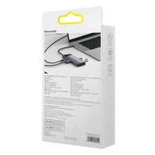 Заредете изображение във визуализатора на галерията – Baseus Metal Gleam 6in1 multifunctional USB Type C hub - USB Type C Power Delivery 100 W / 2x HDMI 4K 30 Hz / 3x USB 3.2 Gen 1 gray (WKWG030113) - TopMag
