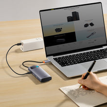 Заредете изображение във визуализатора на галерията – Baseus Metal Gleam 6in1 multifunctional USB Type C hub - USB Type C Power Delivery 100 W / 2x HDMI 4K 30 Hz / 3x USB 3.2 Gen 1 gray (WKWG030113) - TopMag
