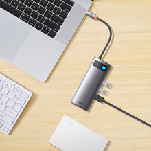 Заредете изображение във визуализатора на галерията – Baseus Metal Gleam 6in1 multifunctional USB Type C hub - USB Type C Power Delivery 100 W / 2x HDMI 4K 30 Hz / 3x USB 3.2 Gen 1 gray (WKWG030113) - TopMag
