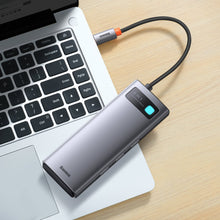 Заредете изображение във визуализатора на галерията – Baseus Metal Gleam 6in1 multifunctional USB Type C hub - USB Type C Power Delivery 100 W / 2x HDMI 4K 30 Hz / 3x USB 3.2 Gen 1 gray (WKWG030113) - TopMag
