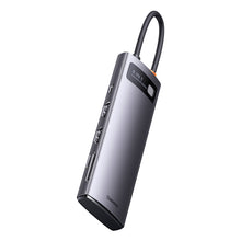 Заредете изображение във визуализатора на галерията – Baseus Metal Gleam Series Docking Station HUB 8 in 1 USB Type C - 2 x HDMI / 3 x USB 3.2 Gen.1 / 1 x Power Delivery / 1 x SD card reader / 1 x TF card reader gray (WKWG050113) - TopMag
