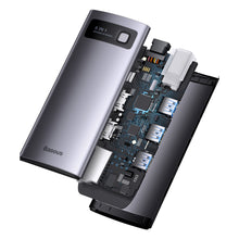 Заредете изображение във визуализатора на галерията – Baseus Metal Gleam Series Docking Station HUB 8 in 1 USB Type C - 2 x HDMI / 3 x USB 3.2 Gen.1 / 1 x Power Delivery / 1 x SD card reader / 1 x TF card reader gray (WKWG050113) - TopMag
