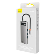Заредете изображение във визуализатора на галерията – Baseus Metal Gleam Series Docking Station HUB 8 in 1 USB Type C - 2 x HDMI / 3 x USB 3.2 Gen.1 / 1 x Power Delivery / 1 x SD card reader / 1 x TF card reader gray (WKWG050113) - TopMag
