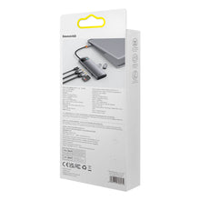 Заредете изображение във визуализатора на галерията – Baseus Metal Gleam Series Docking Station HUB 8 in 1 USB Type C - 2 x HDMI / 3 x USB 3.2 Gen.1 / 1 x Power Delivery / 1 x SD card reader / 1 x TF card reader gray (WKWG050113) - TopMag
