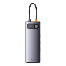 Заредете изображение във визуализатора на галерията – Baseus Metal Gleam Series Docking Station HUB 9 in 1 USB Type C - 2 x HDMI / 2 x USB 3.2 Gen. 1/1 x USB 2.0 / 1 x Power Delivery / 1 x SD card reader / 1 x TF card reader / 1 x RJ-45 gray (WKWG060013) - TopMag
