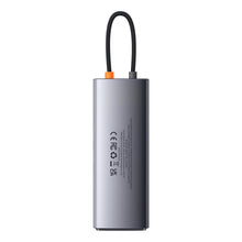 Заредете изображение във визуализатора на галерията – Baseus Metal Gleam Series Docking Station HUB 9 in 1 USB Type C - 2 x HDMI / 2 x USB 3.2 Gen. 1/1 x USB 2.0 / 1 x Power Delivery / 1 x SD card reader / 1 x TF card reader / 1 x RJ-45 gray (WKWG060013) - TopMag
