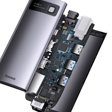 Заредете изображение във визуализатора на галерията – Baseus Metal Gleam Series Docking Station HUB 9 in 1 USB Type C - 2 x HDMI / 2 x USB 3.2 Gen. 1/1 x USB 2.0 / 1 x Power Delivery / 1 x SD card reader / 1 x TF card reader / 1 x RJ-45 gray (WKWG060013) - TopMag
