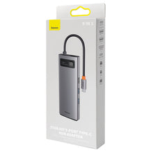 Заредете изображение във визуализатора на галерията – Baseus Metal Gleam Series Docking Station HUB 9 in 1 USB Type C - 2 x HDMI / 2 x USB 3.2 Gen. 1/1 x USB 2.0 / 1 x Power Delivery / 1 x SD card reader / 1 x TF card reader / 1 x RJ-45 gray (WKWG060013) - TopMag
