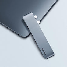Заредете изображение във визуализатора на галерията – Ugreen multifunctional HUB 2x USB Type C to 3x USB 3.0 / TF / SD / USB Type C for MacBook Pro / Air gray (CM251 60560)
