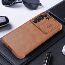 Заредете изображение във визуализатора на галерията – Nillkin Qin Leather Pro Case for Samsung Galaxy S23 Flip Cover Camera Cover Black
