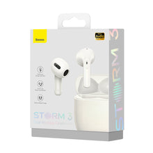 Заредете изображение във визуализатора на галерията – Baseus Storm 3 wireless bluetooth 5.2 TWS headphones with ANC white (NGTW140102) - TopMag
