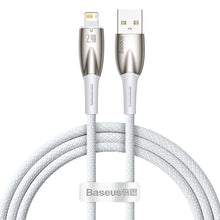 Заредете изображение във визуализатора на галерията – Baseus Glimmer Series cable with fast charging USB-A - Lightning 480Mb/s 2.4A 1m white

