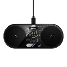 Заредете изображение във визуализатора на галерията – Baseus Digital LED Display dual wireless charger with digital display 20W black (WXSX010101) - TopMag

