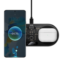 Заредете изображение във визуализатора на галерията – Baseus Digital LED Display dual wireless charger with digital display 20W black (WXSX010101) - TopMag
