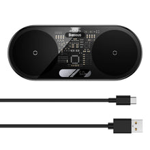 Заредете изображение във визуализатора на галерията – Baseus Digital LED Display dual wireless charger with digital display 20W black (WXSX010101) - TopMag
