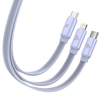 Заредете изображение във визуализатора на галерията – Baseus Traction Series Retractable 3-in-1 USB Type C Cable - Micro USB / USB Type C / Lightning Power Delivery 100W 1.7m Violet (CAQY000005) - TopMag
