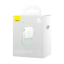 Заредете изображение във визуализатора на галерията – Baseus Traction Series retractable 3-in-1 USB Type C cable - micro USB / USB Type C / Lightning Power Delivery 100W 1.7m green (CAQY000006) - TopMag

