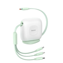 Заредете изображение във визуализатора на галерията – Baseus Traction Series retractable 3-in-1 USB Type C cable - micro USB / USB Type C / Lightning Power Delivery 100W 1.7m green (CAQY000006) - TopMag
