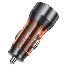 Заредете изображение във визуализатора на галерията – HOCO car charger 2 x USB QC 18W NZ12 transparent orange
