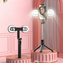 Заредете изображение във визуализатора на галерията – Selfie Stick MINI - with detachable bluetooth remote control, tripod and 2 LED lights - P40S-M BLACK

