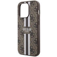 Заредете изображение във визуализатора на галерията – Guess 4G Printed Stripes MagSafe case for iPhone 15 Pro - brown
