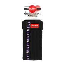 Заредете изображение във визуализатора на галерията – TelOne mobile phone sock with neck strap, black with stripe
