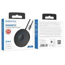 Заредете изображение във визуализатора на галерията – Borofone Wireless induction charger BQ18 Energy magnetic 3 in 1 15W black
