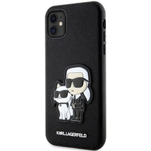 Заредете изображение във визуализатора на галерията – Original Pouch KARL LAGERFELD Saffiano Karl &amp; Choupette KLHCN61SANKCPK for Iphone 11/ Xr Black
