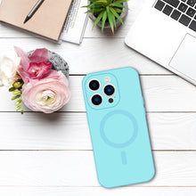 Заредете изображение във визуализатора на галерията – TEL PROTECT MagSilicone Case for Iphone 15 Light blue
