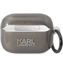 Заредете изображение във визуализатора на галерията – Karl Lagerfeld KLAP2HNKCTGK Airpods Pro 2 cover black/black Gliter Karl&amp;Choupette
