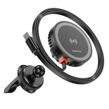 Заредете изображение във визуализатора на галерията – Borofone Car holder BH208 Mona magnetic with induction charging with Type C cable to air vent black
