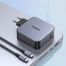 Заредете изображение във визуализатора на галерията – Ugreen fast charger GaN USB / USB C 140W + USB C cable 1.5m (CD289)
