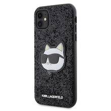 Заредете изображение във визуализатора на галерията – Original Pouch KARL LAGERFELD Glitter Choupette Patch KLHCN61G2CPK for Iphone 11/ Xr Black
