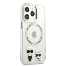 Заредете изображение във визуализатора на галерията – Karl Lagerfeld KLHMP13LHKCT iPhone 13 Pro / 13 6.1" hardcase transparent Karl &amp; Choupette Aluminum Magsafe
