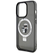 Заредете изображение във визуализатора на галерията – Karl Lagerfeld KLHMP15XHMRSKCK iPhone 15 Pro Max 6.7" black/black hardcase Ring Stand Karl&amp;Choupette MagSafe

