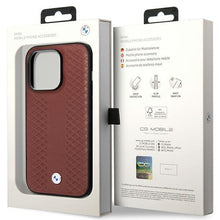 Заредете изображение във визуализатора на галерията – Case BMW BMHCP14X22RFGR iPhone 14 Pro Max 6.7" Burgundy/burgundy Leather Diamond Pattern
