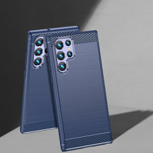 Заредете изображение във визуализатора на галерията – Carbon Case for Samsung Galaxy S23 Ultra flexible silicone carbon cover blue
