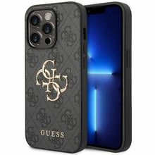 Заредете изображение във визуализатора на галерията – Original Case GUESS 4G Big Metal Logo GUHCP15L4GMGGR for Iphone 15 Pro grey
